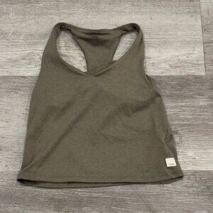 Vuori Womens Halo Performance Crop Tank Top 2.0 Olive Green Small